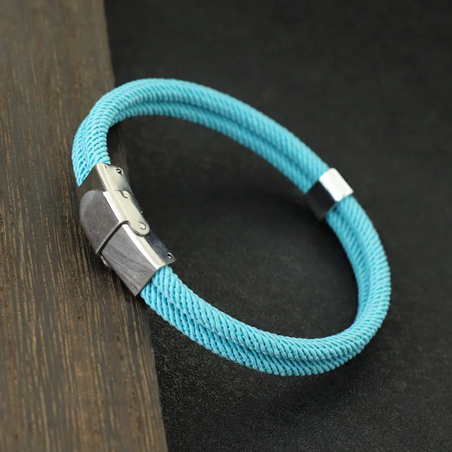 Stainless Steel Rope Bracelet for Men Double Layer Nautical