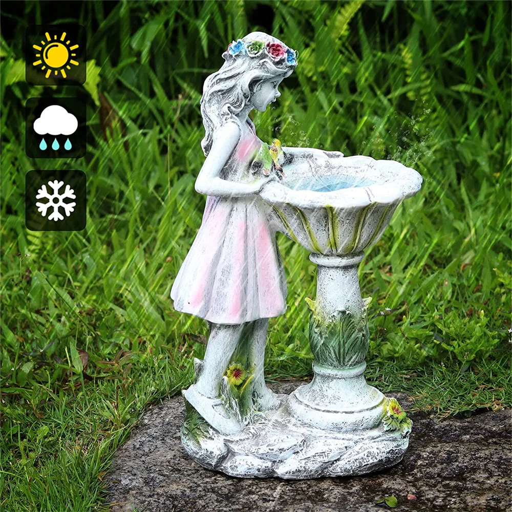 Acheter Résine lumineuse fée fille ornements jardin décoration sculpture  artisanat fleur fée ange ornements solaire LED ornements lumineux