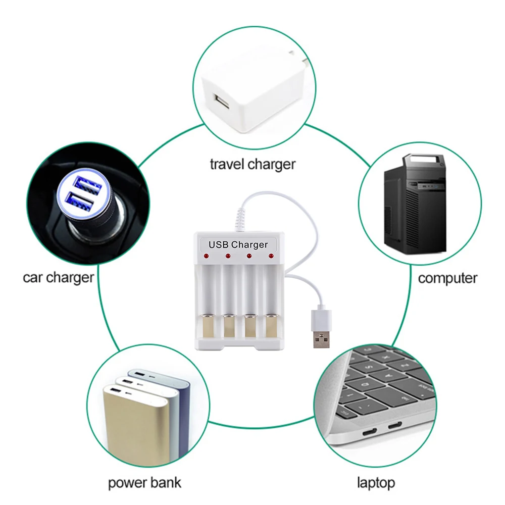 2/3/4 Slot USB Output Battery Charger AA/AAA Battery Quick Charge Rechargeable Charging Tools Adapter