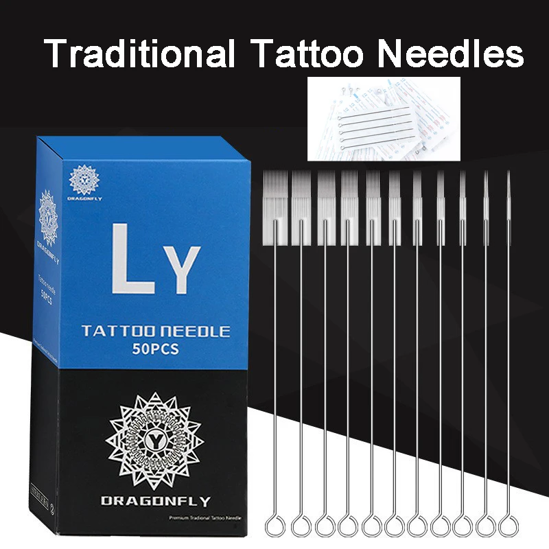 

50PCS Traditional Tattoo Needle Disposable Assorted Sterilized Tattoo Needles RL RS M1 RM for Microblading Machine Gun Grip Tips