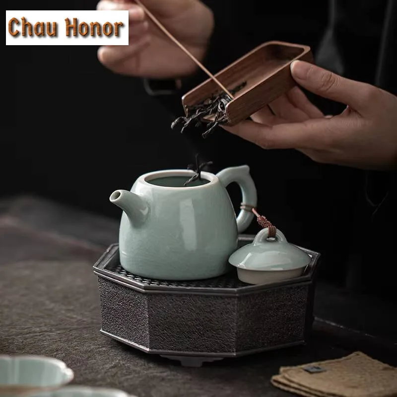 190ml Boutique Ru Kiln Ceramics Small Mountain Teapot Handmade Household Kung Fu Tea Set Tea Ceremony Drinkware Accessories Gift