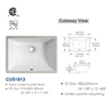 1pc Bathroom Sink Undermount - 18"x13" Modern White Rectangular Vessel Undermount Sink, Porcelain Ceramic Under Counter Lavatory 6