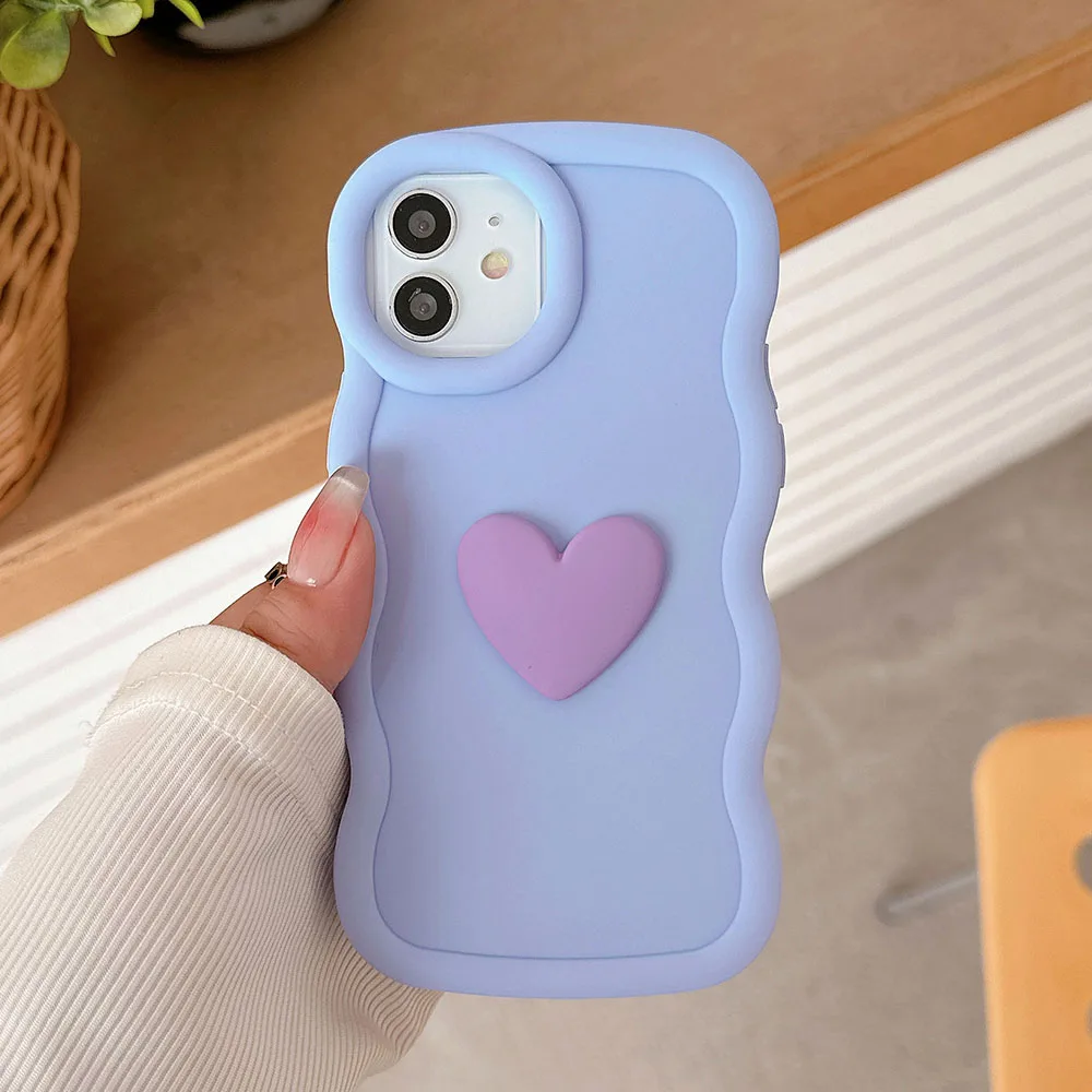 Charming 3D Love Heart Wave Silicone Phone Case