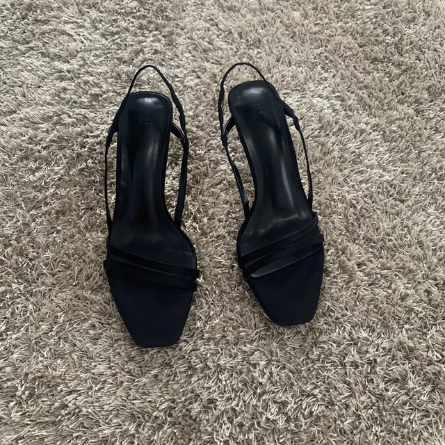 Zara black rhinestone heels. Worn once. - Depop
