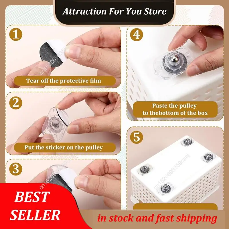 Hot Selling Self Adhesive Caster 52Pcs 360Â° Swivel Appliance Rollers Clear Appliance Sliders Rollers For Kitchen Appliances