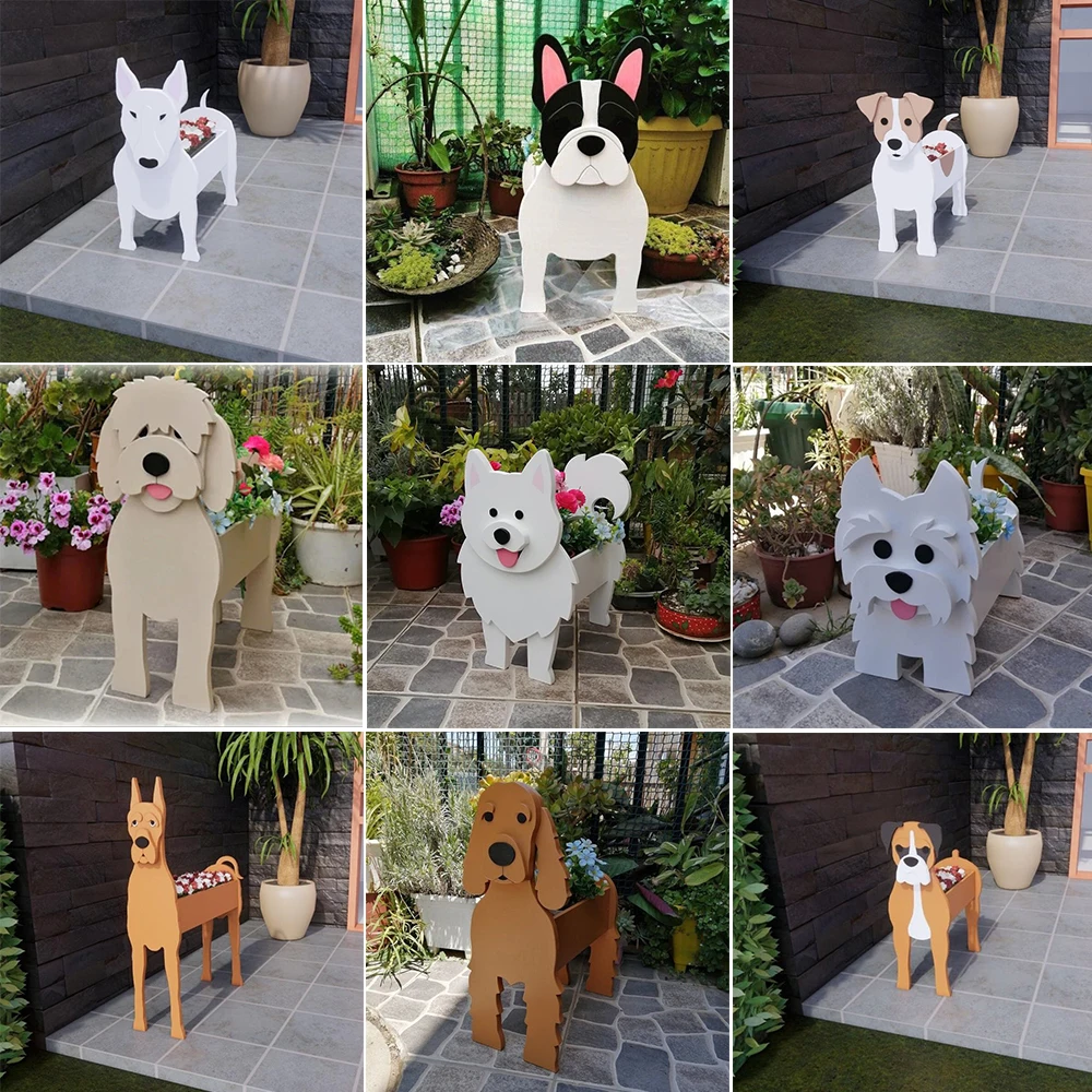 Pvc Dog Shape Planter Schnauzer Pvc Garden Flower Pot Garden Pots