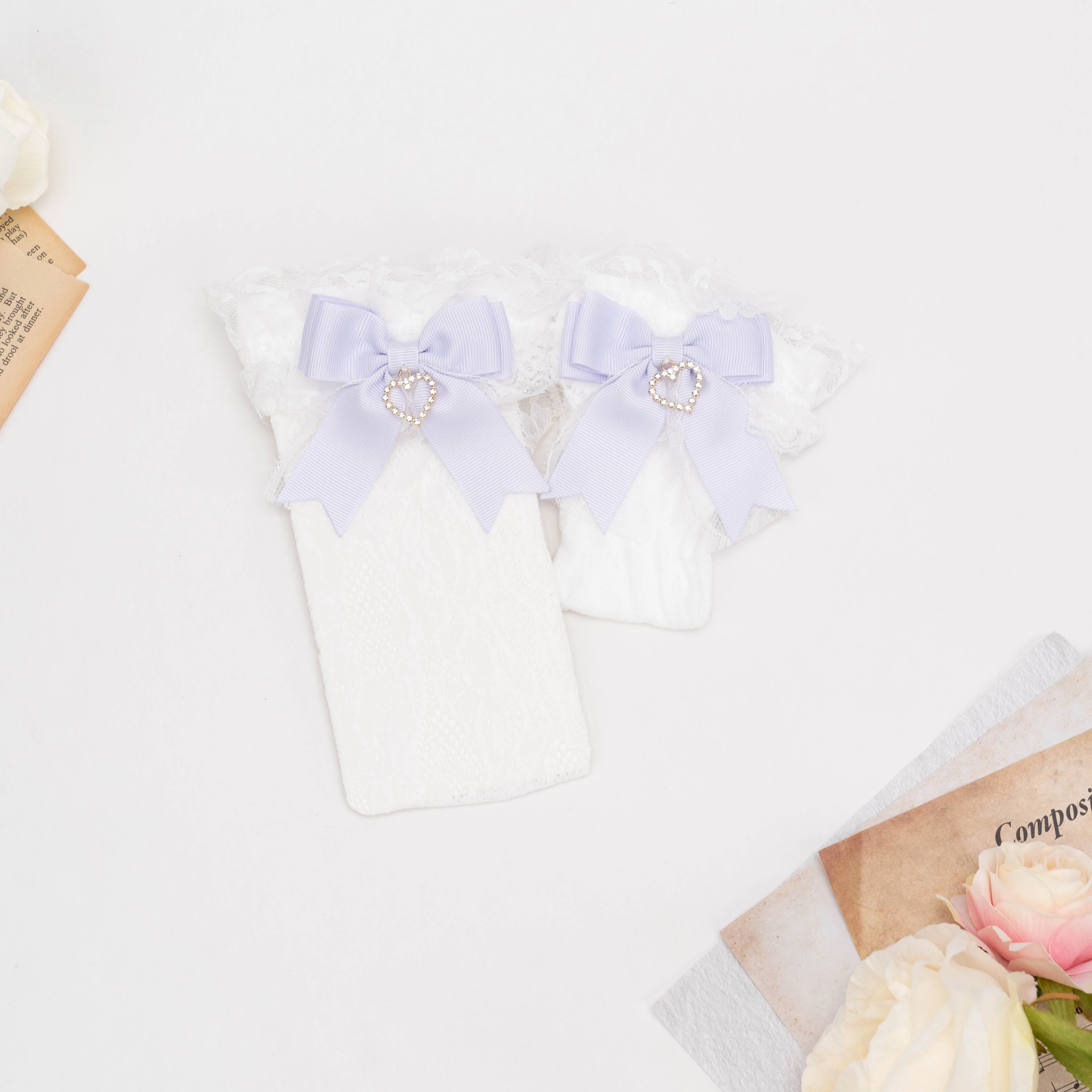 Japanese Bow Handmade Lace Tube Socks Mine Series Mass-Produced Lolita Socks Female Summer Cute Girl JK All-Match White Socks
