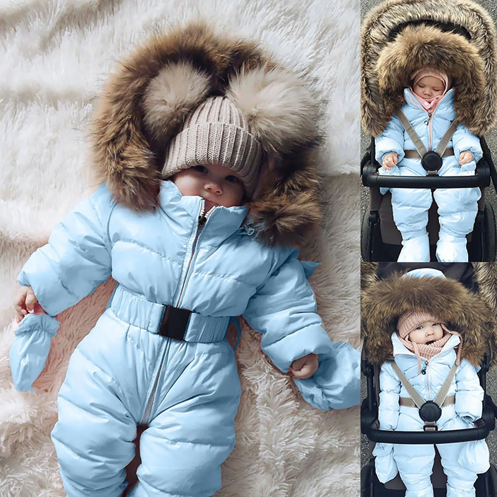 Lobmouse Baby Winter Snowsuit Jumpsuit | Hooded Romper For Boys & Girls | Thick & Warm Infant Coat Outfit | Dark Blue Animals | 18-24 Months | Buy Now With Express International Delivery