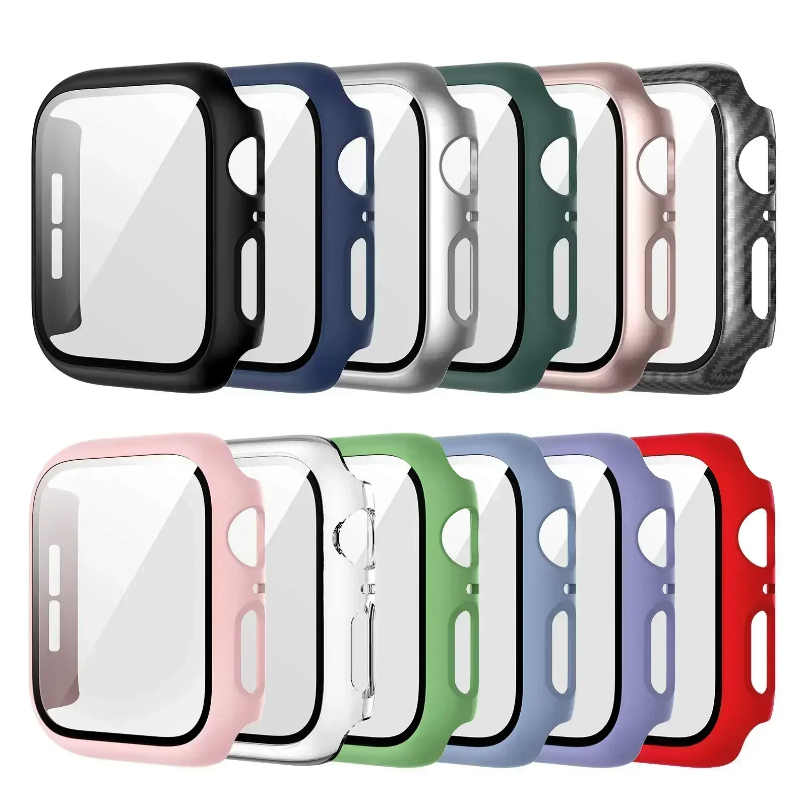 Matte Tempered Glass Screen Protector Case with Hard PC Bumper