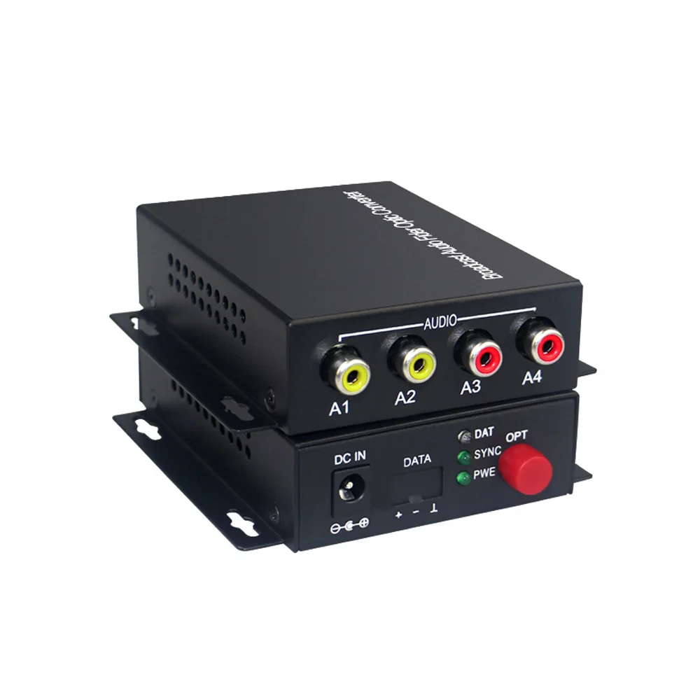 Audio Over Fiber Optic Media Converters 2/4/8 CH Singlmode Fiber Up 20Km Multimode 500M For Broadcasting Intercom System