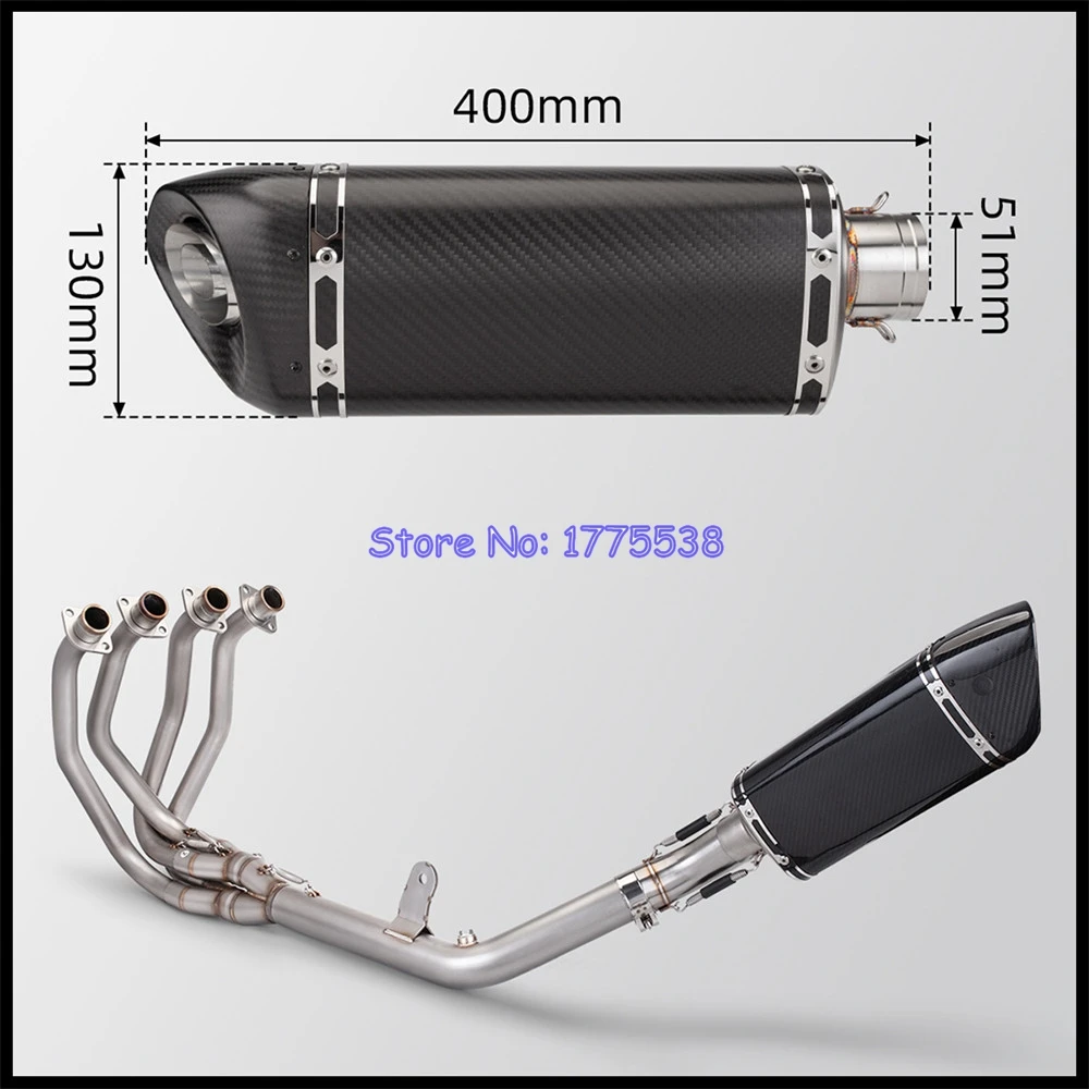 For Kawasaki Ninja ZX-25R 2023 Motorcycle Exhaust Full System With Manifold Collector Header Front Pipe with Real Carbon Muffler - Image 6
