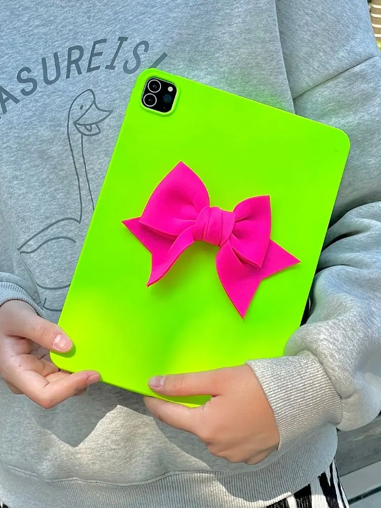 Custodia Neon Bowknot Per Xiaomi Pad 6 Pro 11 Pollici Silicone Opaco Cute Lovely Y2K Girls Cover Fluorescente Per Xiaomi Mi Pad 6 Custodie