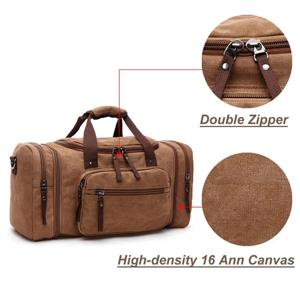 GNWXY Canvas Travel Bag Large Capacity Men Tote Bag Portable Overnight Weekender Luggage Bags Retro Duffle Bags Dripshipping