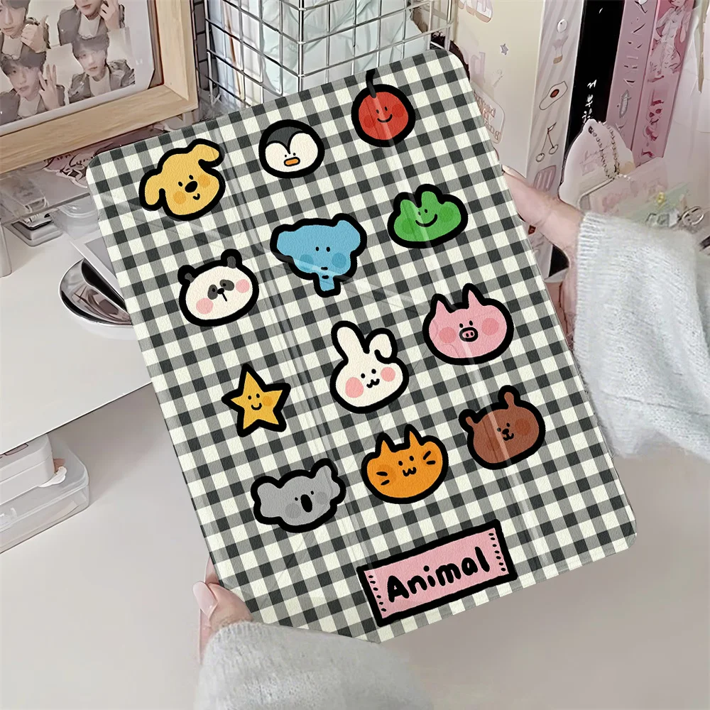 Cartoon Animals Clear Back Tablet Cover with Enhanced Protection