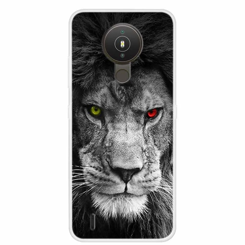Wildlife Collection Soft TPU Silicone Phone Case - Clear Wolf and Lion Design