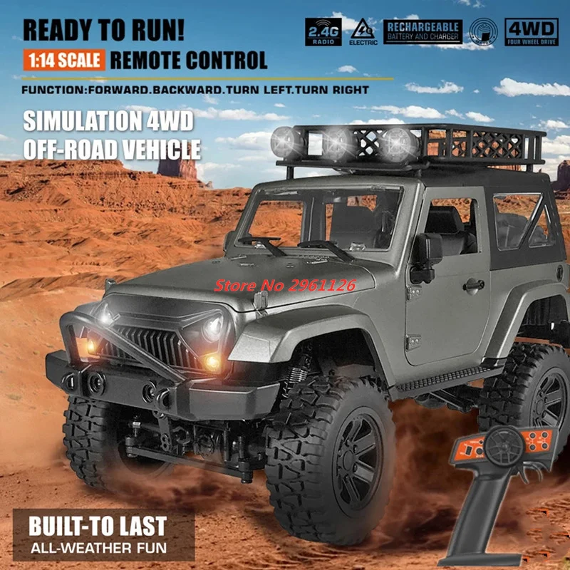 

2.4G 1:14 F6 4WD RC Truck With Led Night Lights Buggy Off-Road Control Trucks Climbing Car Vehical Add Car Frame RC Racing Car