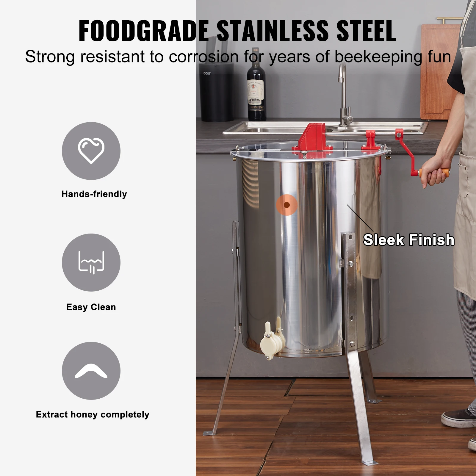 VEVOR Honey Extractor 4/8 2/4 Frame Electric Stainless Steel Honeycomb Spinner Crank Honey Centrifuge Beekeeping Equipment beekeeping tools,bee breeding box