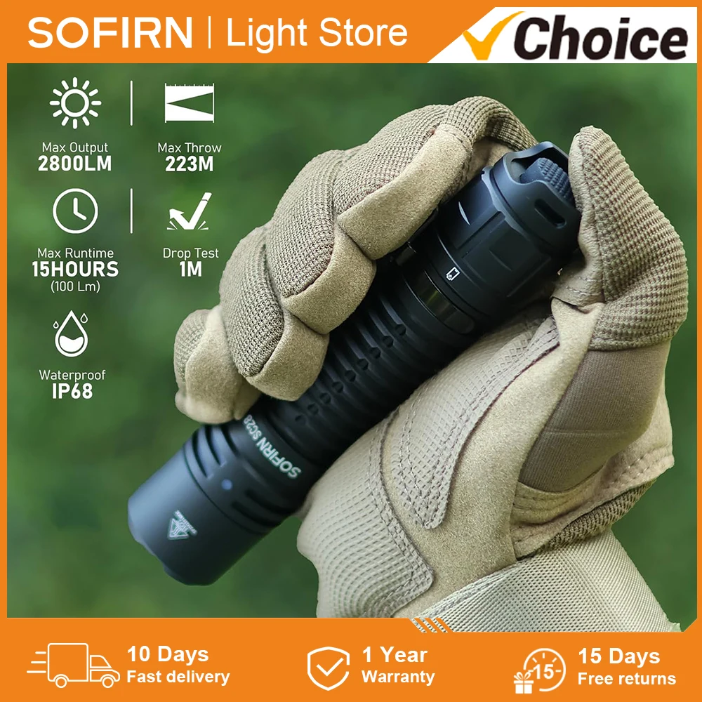 Sofirn SC28 21700 Rechargeable XHP50B HD LED 2800Lm Type-C Flashlight Protable Powerful Torch EDC Flash Light IPX8 for Camping