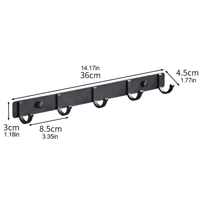 Space Aluminum Black Hook Bathroom Towel Hook Living Room Door Back Clothes Simple Black Storage To Save Space