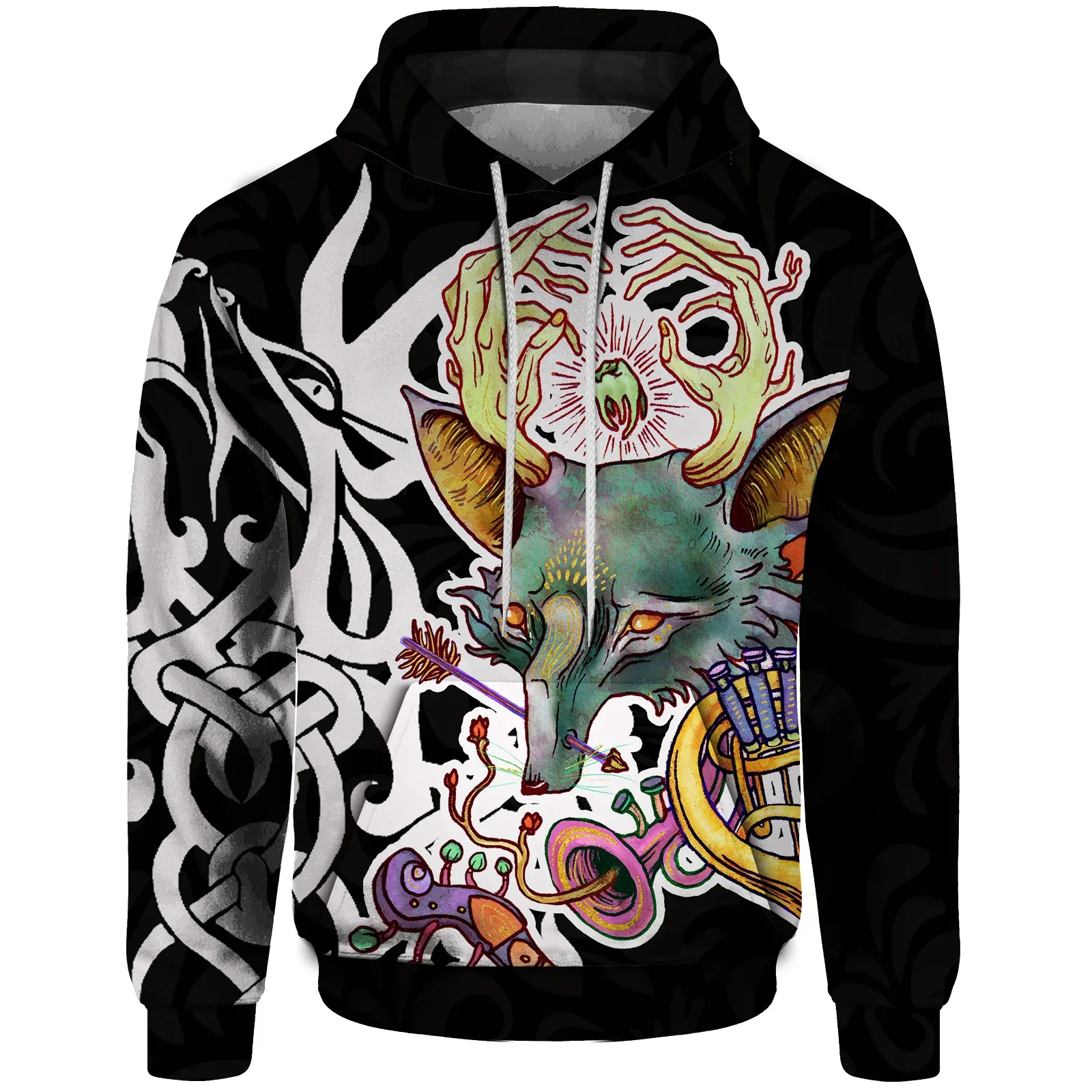 thumbnail image 1 of Sudadera con capucha de otoño para hombre, sudadera con estampado de zorro y lobo, sudadera con capucha para hombre, sudaderas para hombre, ropa Y2k, ropa urbana Harajuku, 1 of 4
