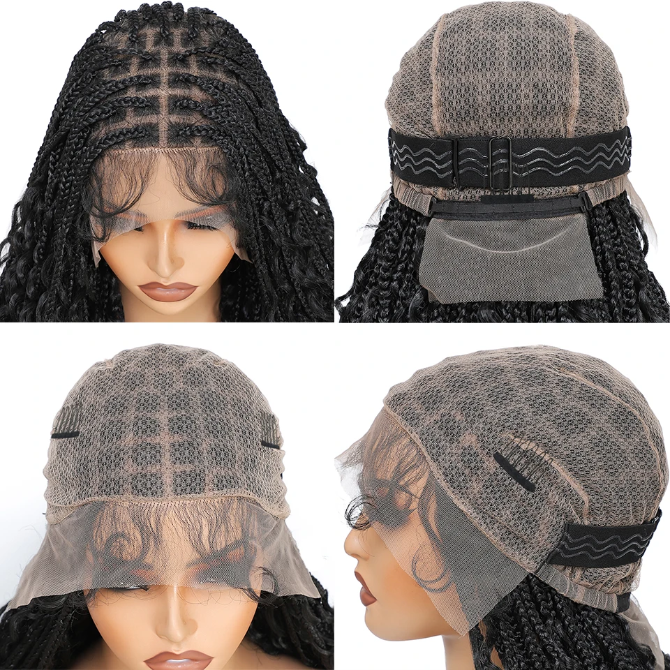 Parrucche sintetiche e in misto pizzo, parrucche intrecciate da donna senza colla, 24 pollici, Goddess Box Braids, parrucche all'uncinetto con baby hair - immagine 5
