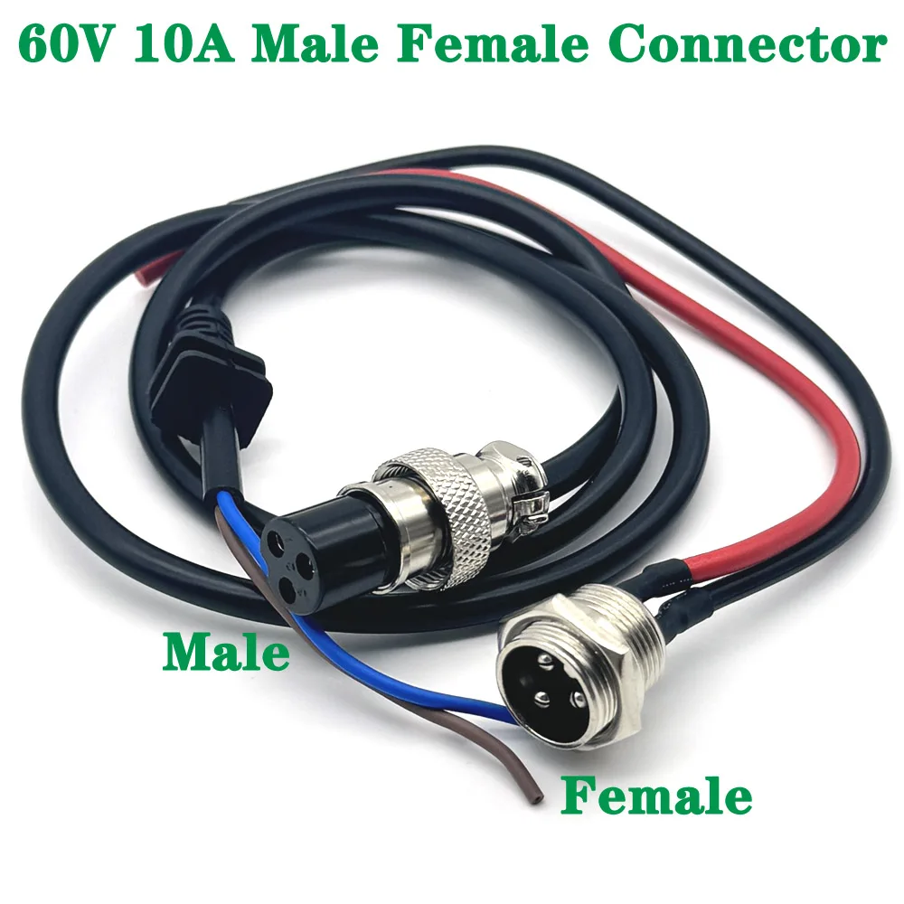 Electric Bicycle Charging Head with Lithium Battery Output Line, 60V 10A Charger Plug Socket