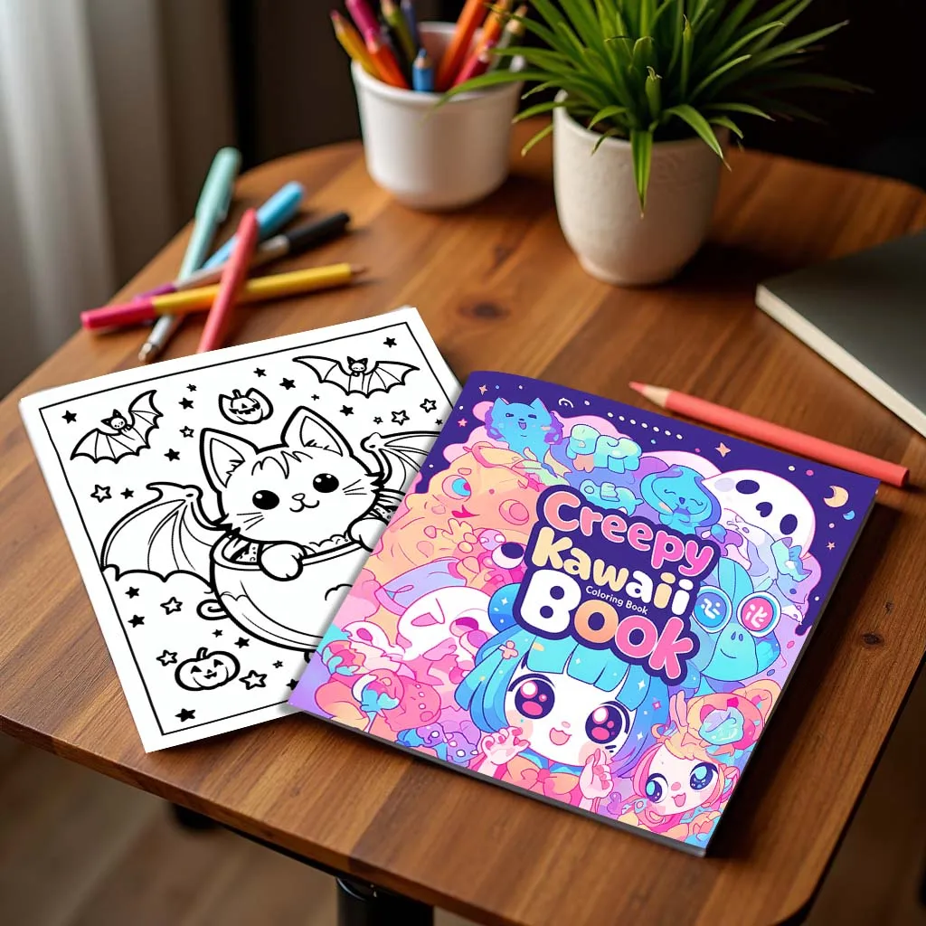 CREEPY KAWAII Coloring Book Thick Paper for Adult Teenagers for Emotional Relief, For Relaxation Educational Doodles Books ﻿ 4