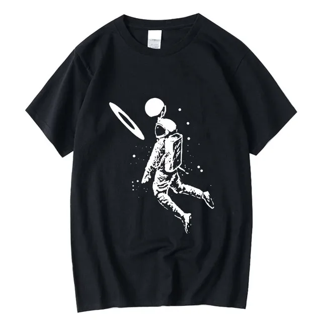 XIN YI-Camiseta holgada informal para hombre, camisa 100% de algodón con estampado de astronauta y Luna divertida, cuello redondo, de alta calidad 1