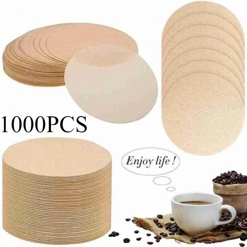 1000PCS Disposable Unbleached Natural Round Coffee Filter Mocha Coffee Maker Filter Paper for Office Coffee Shop Use Wholesale