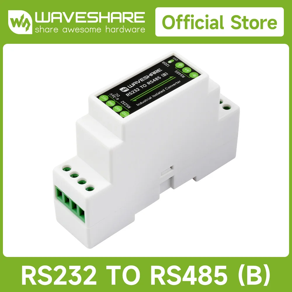Waveshare RS232 To RS485 Converter (B) Active Digital Isolator Rail-Mount support 600W Lightningproof & Anti-Surge 6~36V DC usb rs485 converter