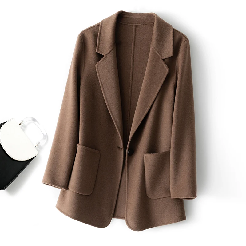 

New 2023 Autumn Winter Woolen Coat Women Elegant Thick Black Suit Blazer Women Jacket Office Lady Outerwear Female Fashion