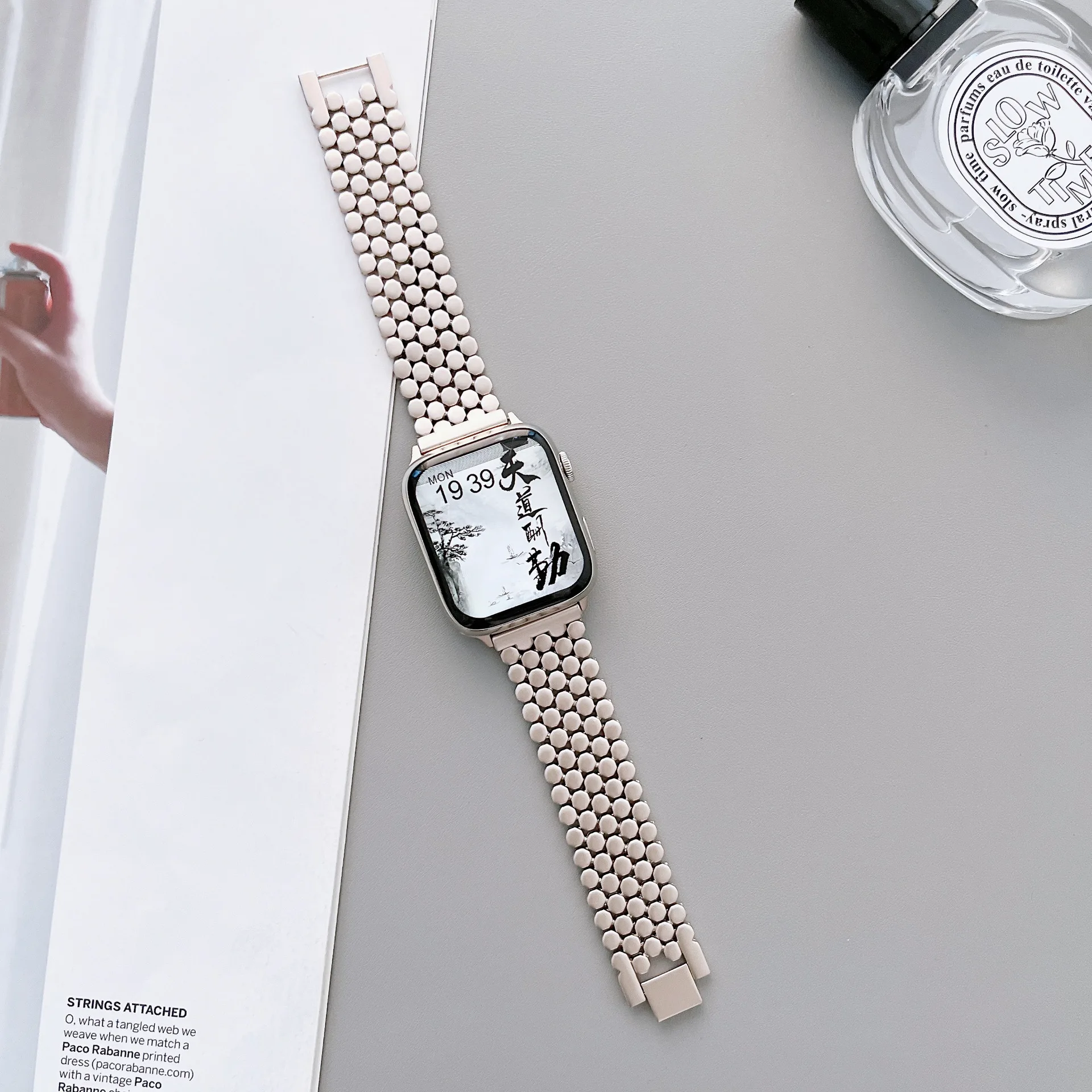 Elegant Diamond-Embellished Stainless Steel Watch Bracelet