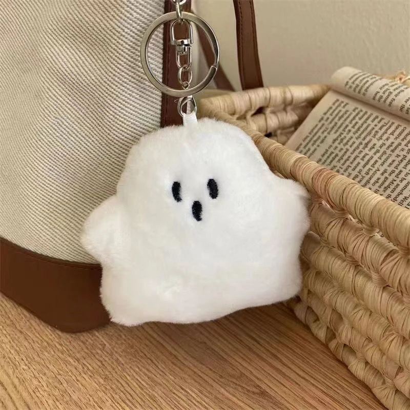 Funny White Ghost Keychain Cartoon Cute Plush Doll Pendant Keyring Bag Hanging Accessories For Children Kawaii Gift 4