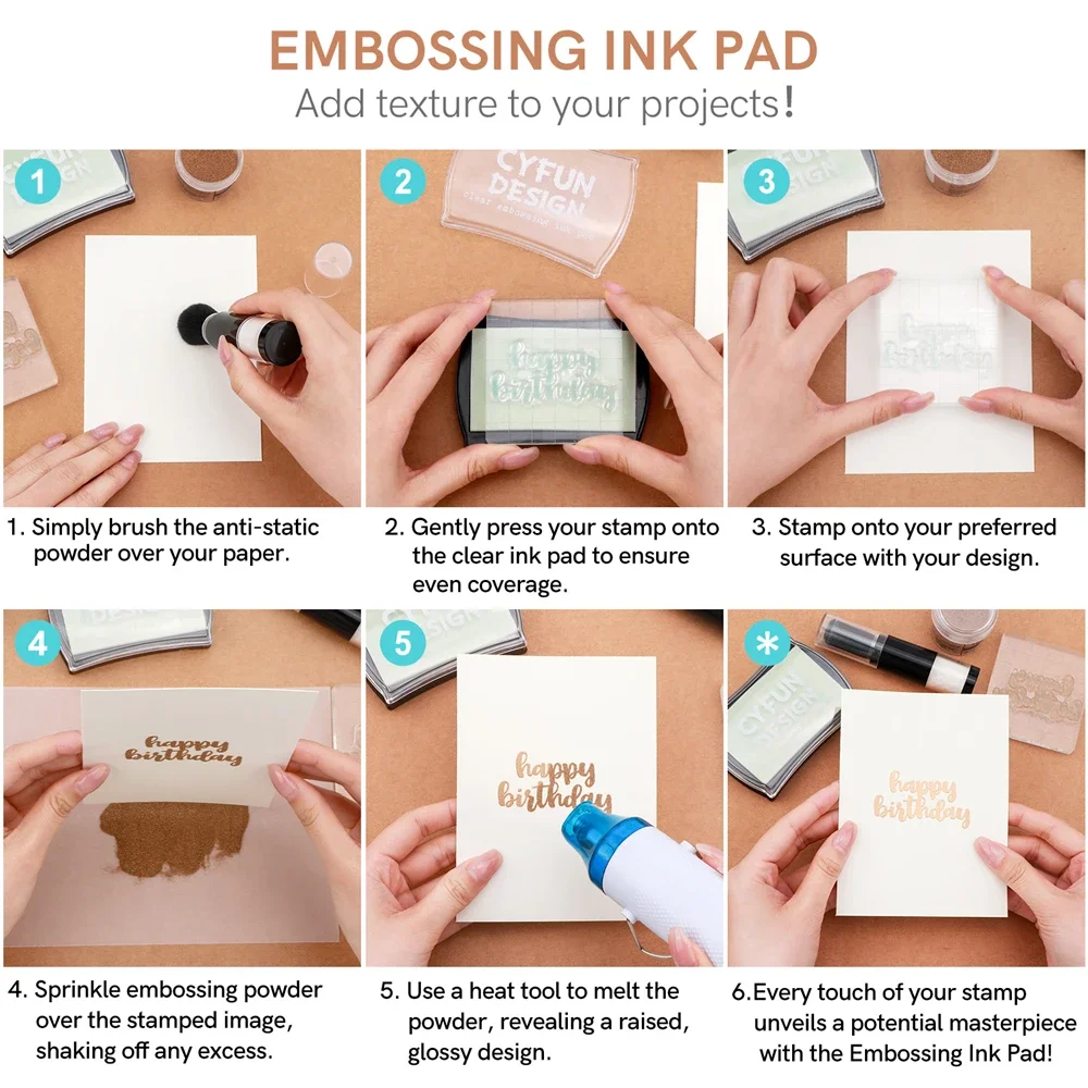 1PCS Clear Embossing Ink Pad Viscosity Floating Ink Pad Sticky InkPad For Heat Embossed Effects And To Achieve A Watermark Image