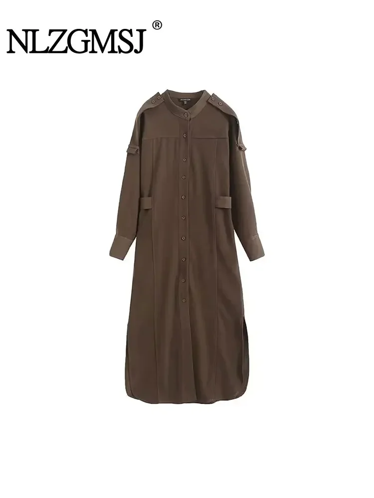 

Платье женское осенне-зимнее на пуговицах с длинным рукавом