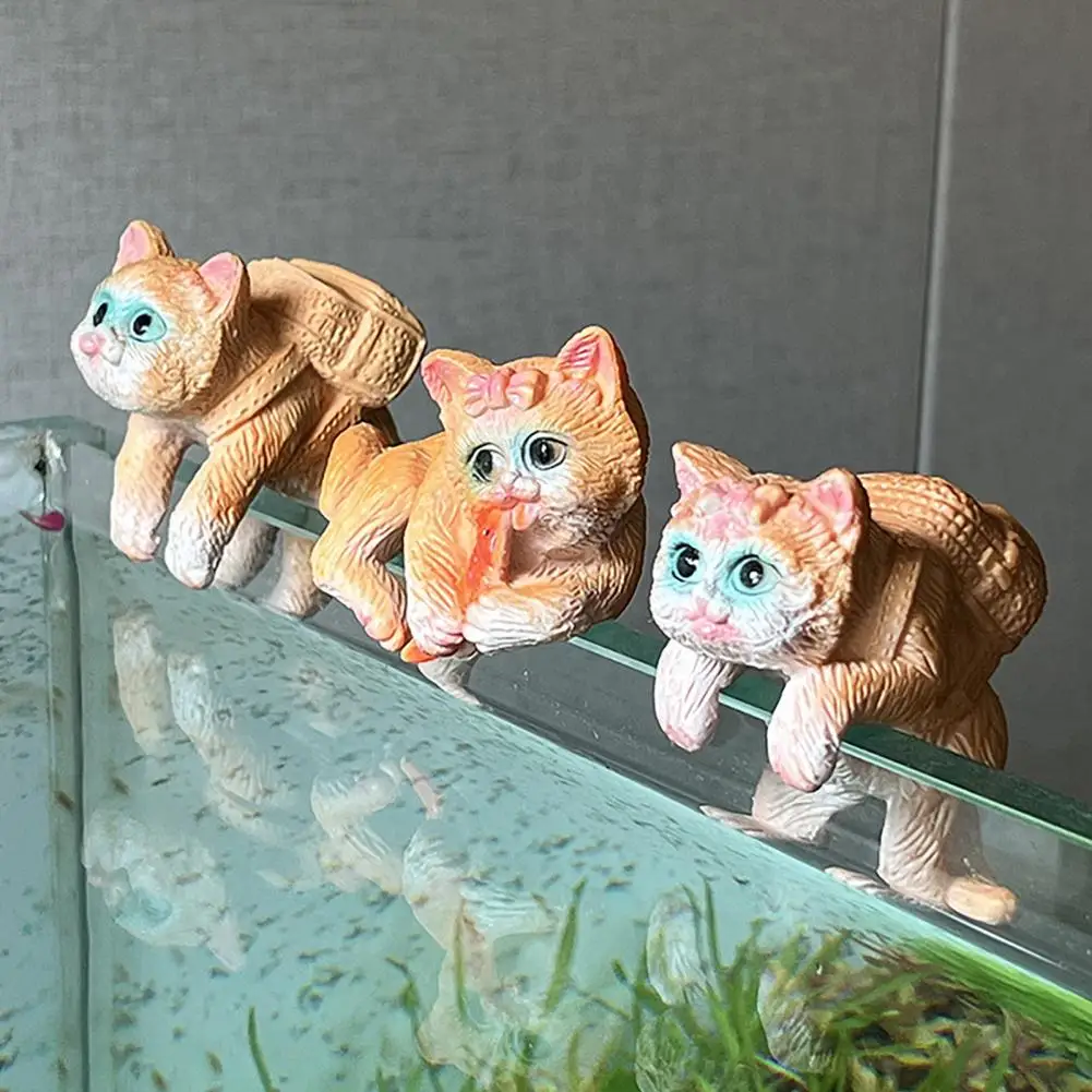 3pcs-fish-tank-ornament-realistic-shape-decorative-cartoon-hanging-cat