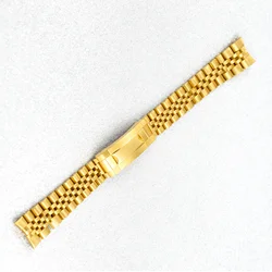 Premium 20MM Jubilee Bracelet - 904L Stainless Steel, Curved End, Solid Five - Bead Design with Glide Lock Clasp - 20mm (Gold)