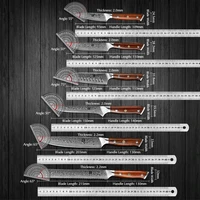 XINZUO 1-10 PCS มีดครัว 67 ชั้นเหล็กดามัสกัส Chef Slicing Utility มีดปอกเปลือกเหล็ก Rosewood Handle มีดโกน SHARP 5