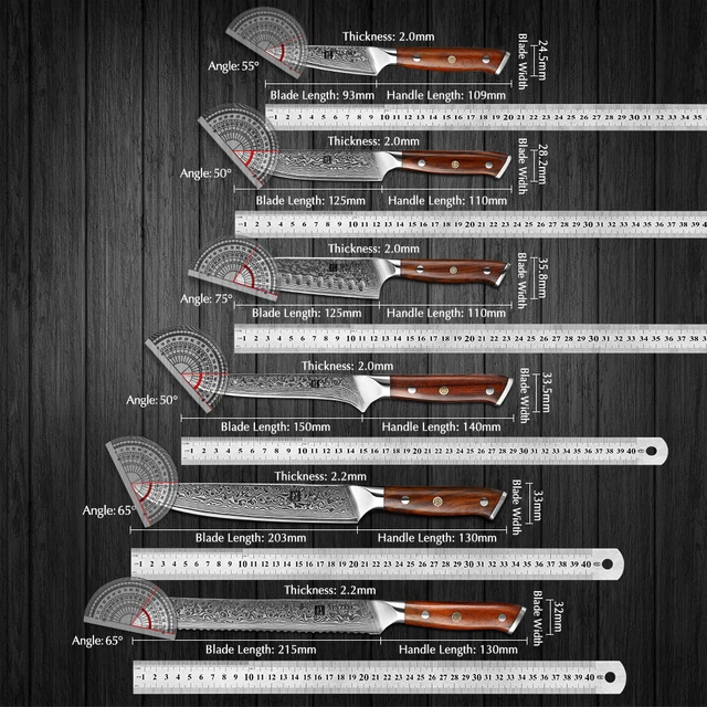 XINZUO 1-10 PCS มีดครัว 67 ชั้นเหล็กดามัสกัส Chef Slicing Utility มีดปอกเปลือกเหล็ก Rosewood Handle มีดโกน SHARP 5