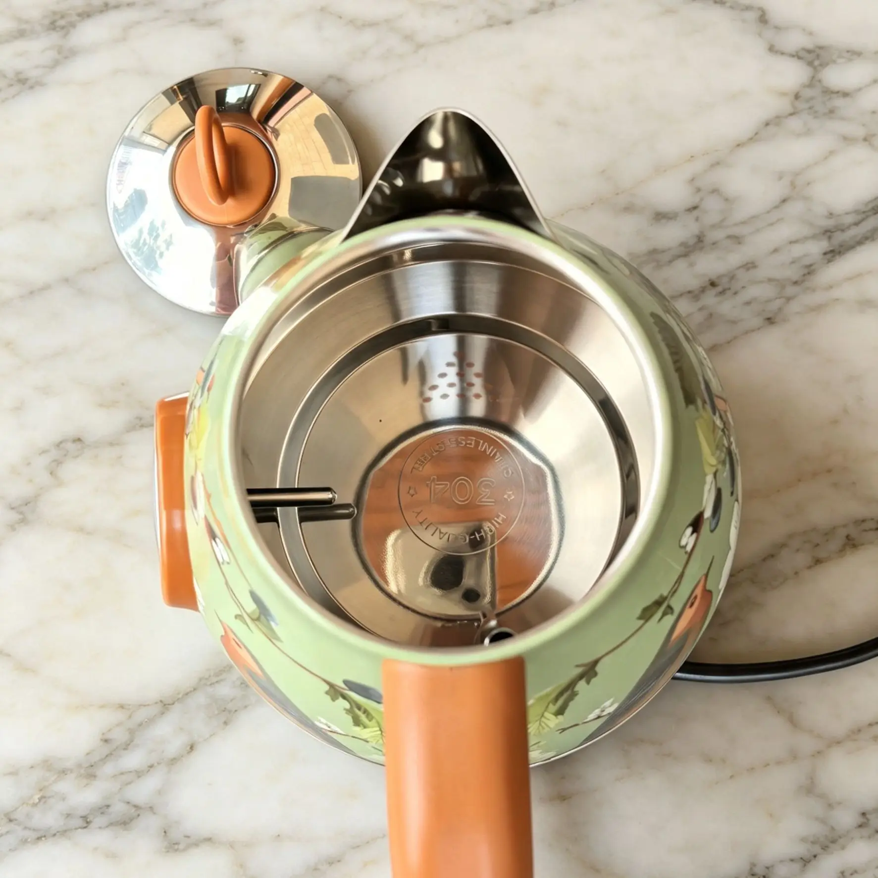 Bouilloire électrique rétro 1,7L en acier inoxydable 304, bouilloire à ébullition rapide, théière avec arrêt automatique et affichage de la température, 220V 1