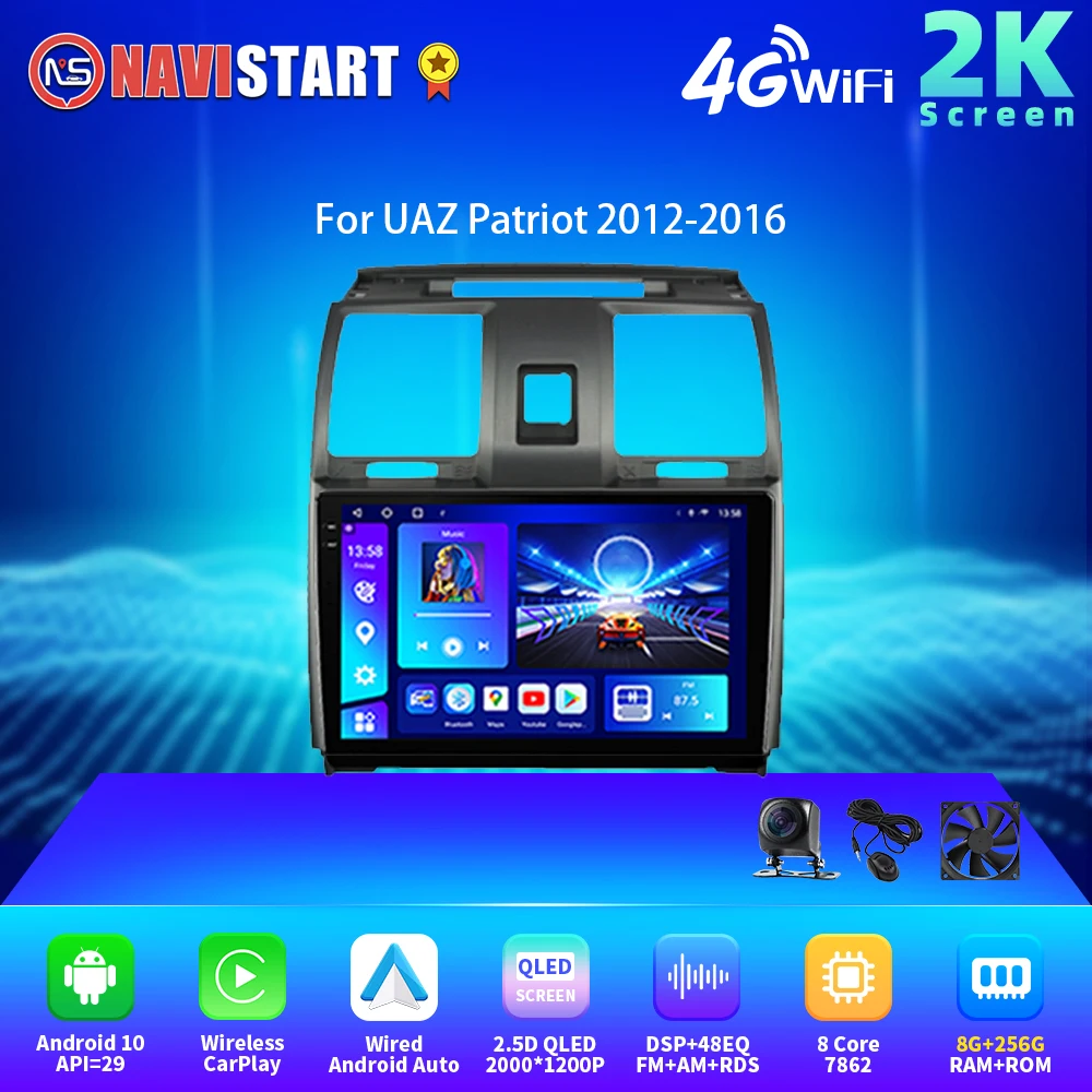 

NAVISTART 2K 2000*1200 Car Radio Multimedia Navigation For UAZ Patriot 2012-2016 Android Auto Wireless 4G WIFI DSP Carplay 2 Din
