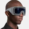 Oversized Fashion One-piece Goggle Sunglasses for Men Punk Exaggerated Silver Bead fashion Shades for Women Eyewear gafas de sol