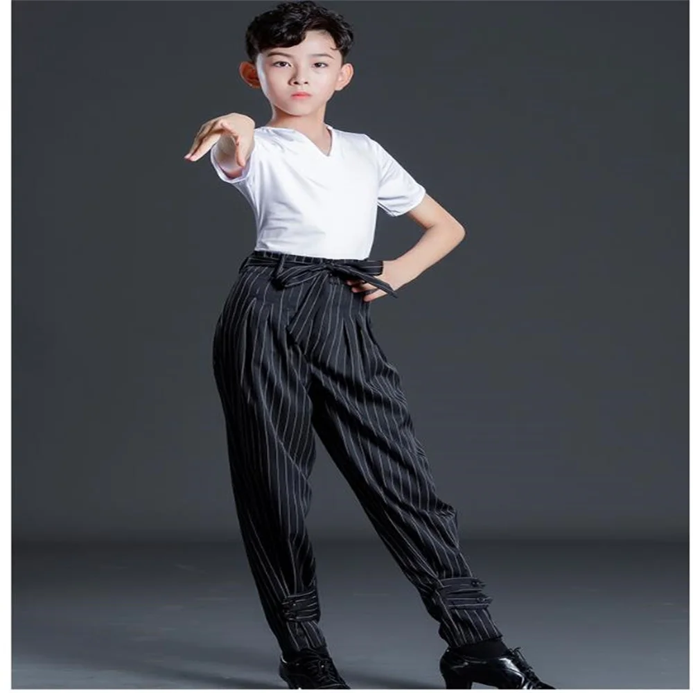 Boy Latin Dance Pants Ballroom Dance Pants Children's lace-up waist Cha Cha/Rumba/Samba