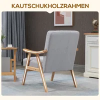 Стул Wingback Стул с мягкой обивкой и подлокотниками Кресло для отдыха Расслабляющий стул Скандинавский дизайн Ножки из каучукового дерева Светло-серый — изображение 5