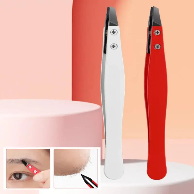 SUSU 1PC 세라믹 뾰족한 핀셋 스테인레스 스틸 핀셋 비스듬한 팁 가장자리 눈썹 수염 머리카락 속눈썹 핀셋