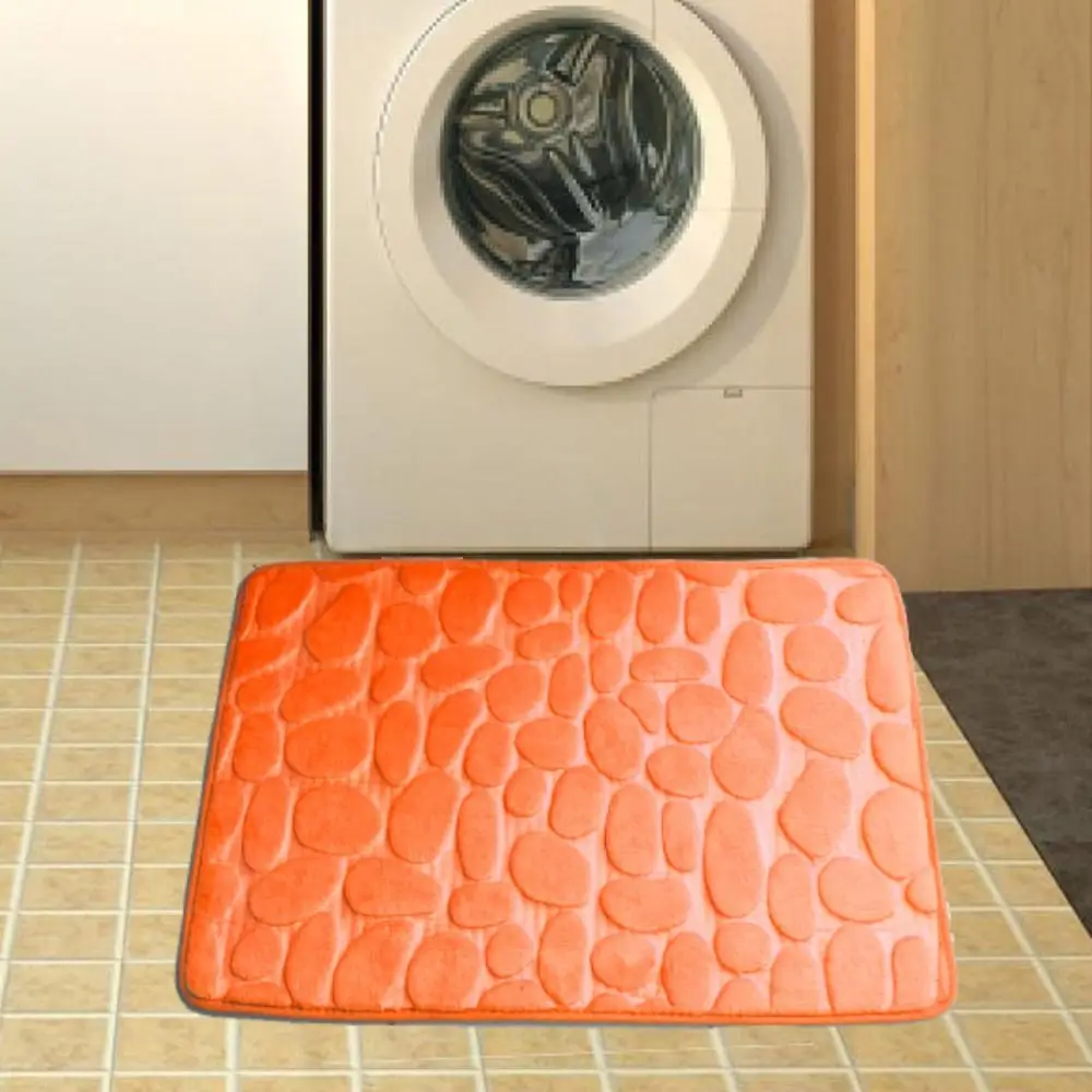 Cobblestone Embossed Non-Slip Washable Bath Mat Rug