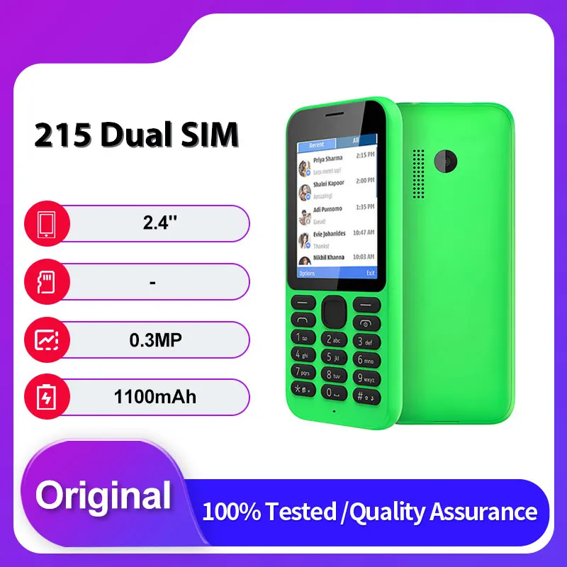 오리지널 잠금 해제 215 듀얼 심(2015) GSM 900/1800 블루투스 휴대폰 러시아어 아랍어 히브리어 키보드 핀란드산