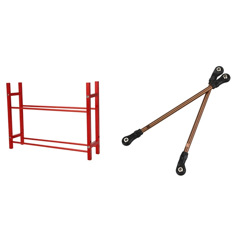 

1X For 1/10 Wheel Rims Shelf & Drift Tyre Tire SCX10 TRX4,Red & 10Pcs Metal Complete Link Rod End For 1/10 324Mm
