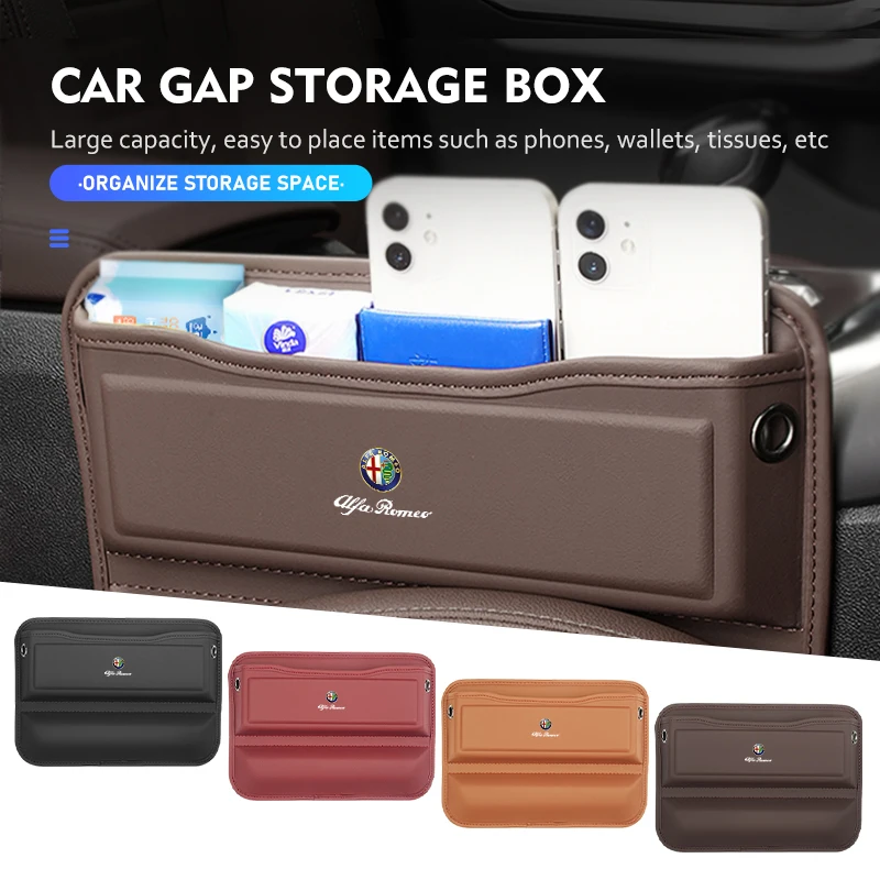Seggiolino Auto In Pelle Gap Organizer Console Tasca Laterale Scatola Portaoggetti Per Alfa Romeo Gt Stelvio F1 Brera Volante Tonale Gloria Disco