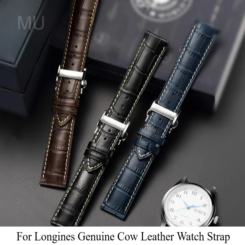 Premium Genuine Leather Watch Strap with Moonphase and Development Clasp – Soft Texture, Multiple Sizes Available